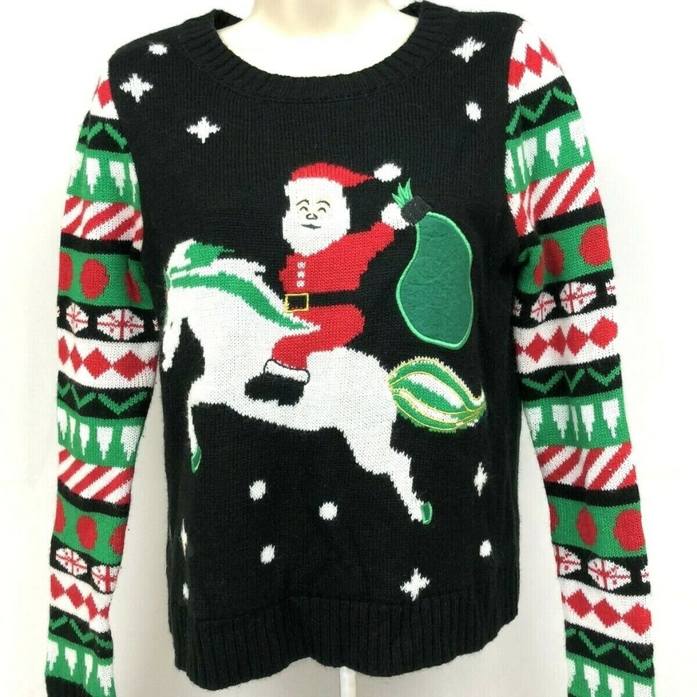 Christmas Sweater Santa Riding a Unicorn by Love M